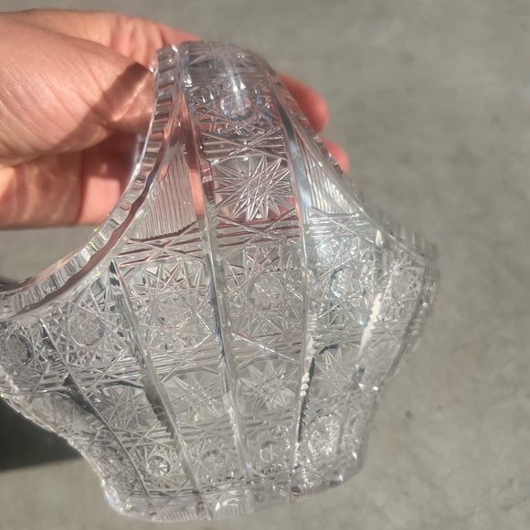 Vintage Bohemia Czech 500PK Hand Cut Crystal 9" Basket - Picture 6 of 10